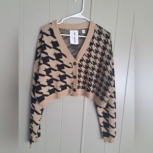 Collusion Houndstooth Cropped Cardigan Size 8